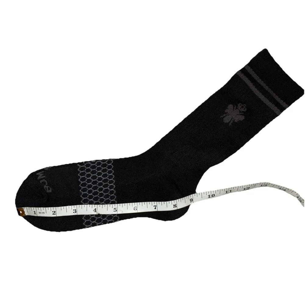 BOMBAS Socks Men's L‎ (US 9.5-13) Black Gray Stripe Calf Logo NEW Lot Of 5